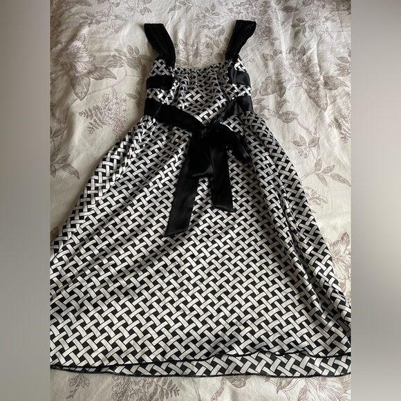 A Byer Y2K Black White Geometric Babydoll Tie Back Slip Dress Small Fairycore - Picture 3 of 8